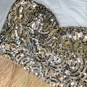 Sequin and feather party dress